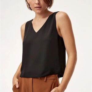 Babaton Black Crepe Tank Top
